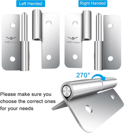 Lift Off Hinge, 1.8 Inch 304 Stainless Steel Detachable Slip Joint Flag Hinges for Wooden or Metal Boxes (Left Handed,