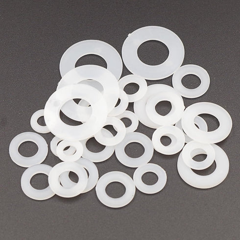 550PCS Nylon Flat Washer Assortment Kit for M2 M2.5 M3 M4 M5 M6 M8 M10 Screw/Bolt (White)