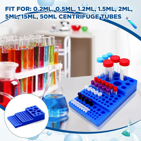 Multifunctional Test Tube Vial Rack, Trapezoidal Centrifuge Sample Bottles Rack, Stackable Vial Holder for 0.2ml-50ml