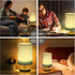 MABCIRY 2) Fabric Wood Table Lamp for Bedroom, USB LED Bedside Night Lamp with Linen Fabric Lampshade, Decorative