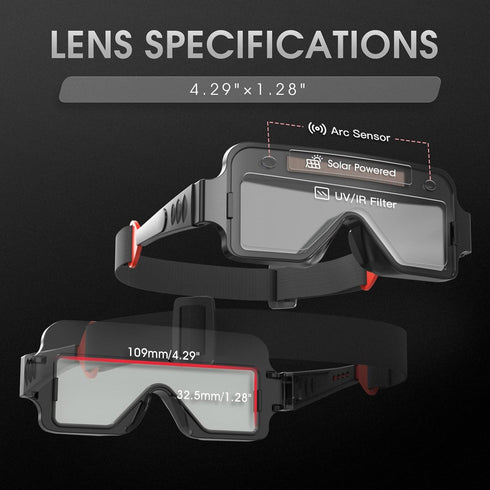 YESWELDER True Color Solar Powered Auto Darkening Welding Goggles – 2 Sensors Welder Glasses for TIG MIG MMA Plasma