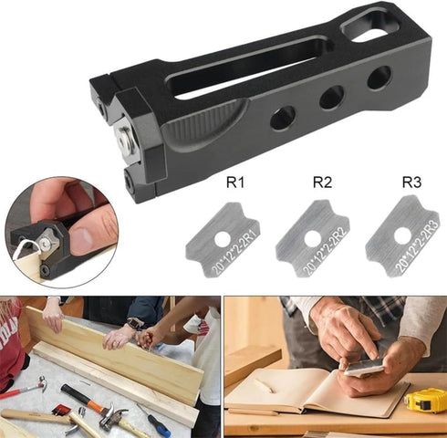 Edge Banding Trimmer - Chamfer Plane Edge Banding,Handle Edge Trimmer Manual Planer Woodworking Blade Edge Corner Planer Quick Edge Chamfer Burr Scraper Tool for Deburring Sealing (R1+R2+R3)