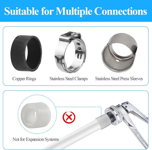 WiseWater 1/2“ PEX Faucet Connector, 4 PCS 1/2” PEX Barb x 1/2” FNPT Swivel Adapter with Stainless Steel Clamp