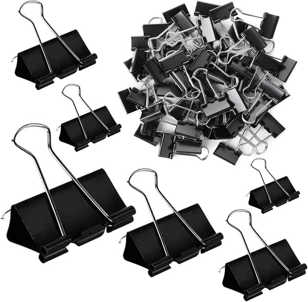 Binder Clips Paper Clamps, 300 Pack, Assorted Sizes (Black), Jumbo, Large, Medium, Small, Mini, Micro
