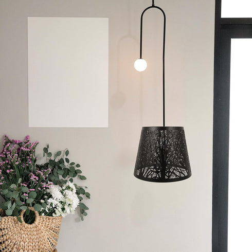 E27 Lurrose Metal Forest LampShade Metal Lamp Shades Modern Drum Lampshades Barrel Lamp Cover Tree Shadow Lampshade