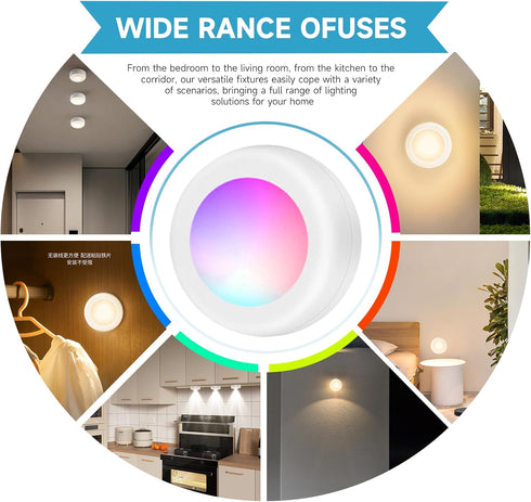 Lilampts Dimmer (6 Pack LED Puck Lights with Remote Control, Wireless Under Cabinet Lighting,Color Changing Lights