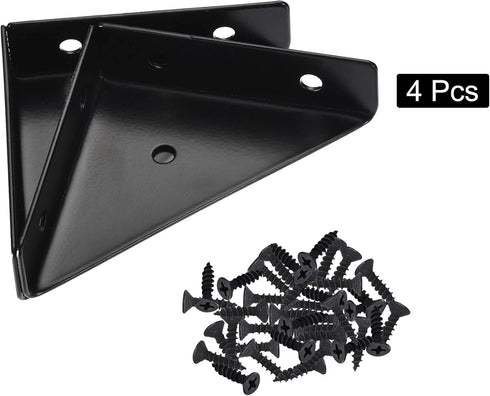 4Pcs 66mm 66mm, uxcell Angle Corner Brackets x Cold Rolled Steel Braces Joining Support with Screws for Desk Bed Edge