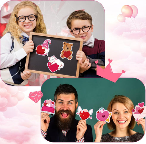 Pasimy 24 Sets Valentines Day Sticky Notes with Pens - Stationery Gift Notepads for Students Office School Class
