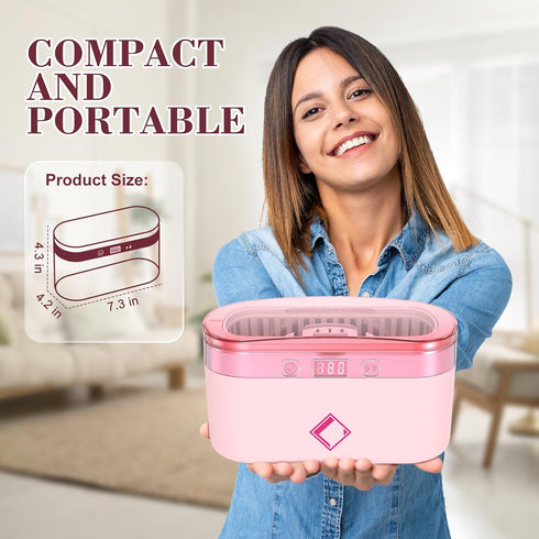 LifeBasis 17 OZ Ultrasonic Jewelry Cleaner, Portable with 42kHz and 5 Cleaning Timer for Jewelry, Eyeglasses, Watches -
