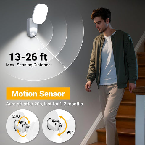 Closet 3Color Dimmable Closet Lights Battery Operated, Rechargeable Wall Lights, Motion Sensor Light Indoor LED Lamp