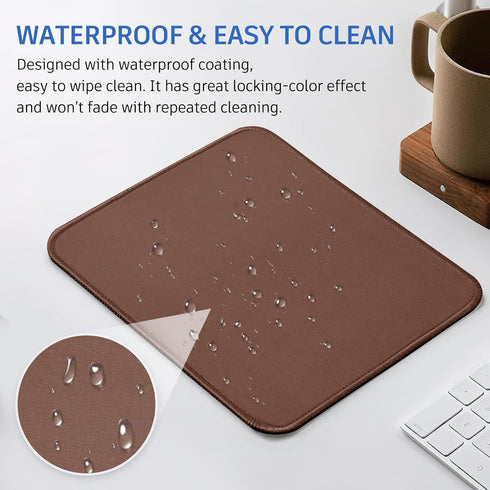 Cute Brown Mouse Pad - Splash-proof Textured 10.2 x 8.2 Inch, Stitched Edge Non-Slip Waterproof Rubber
