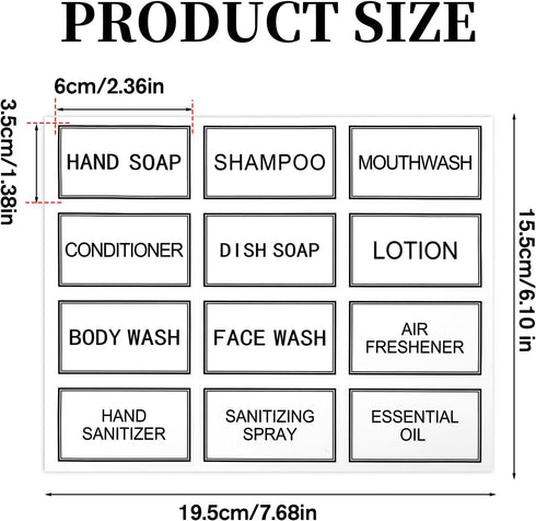 Alrhso 24 PCS Waterproof Labels for Bottles Bathroom Labels Shampoo Label Waterproof White Dish Soap for Bottles Travel