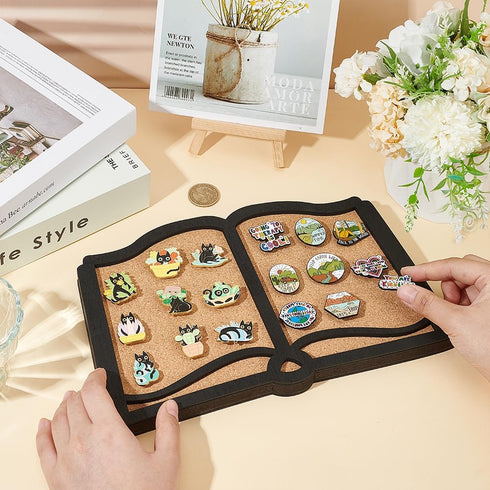 BENECREAT Pin Board Book Cork Board, 0.8inch Thick Wall Mounted Display Board for Home Office School Decor