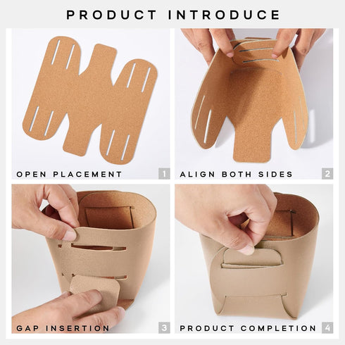 HOMIEAZICOZI 2-Pack Cork Leather Makeup Brush Holder Organizer - Stylish Desk Accessories Storage for Home Decor