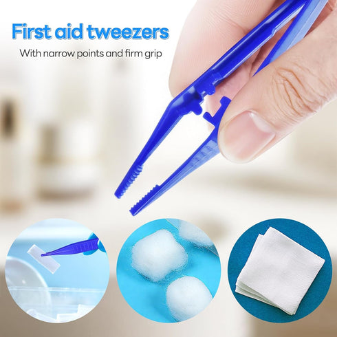Ttarxug (10) Tweezers,First Aid Tweezers Individually Wrapped,Plastic Tweezers Bulk,Disposable Forceps,Medical