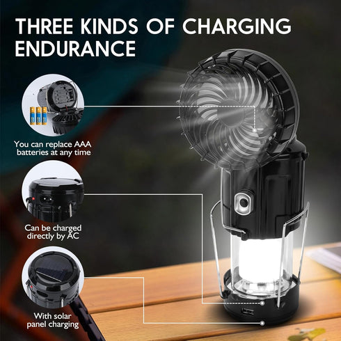 2024 Upgrade Solar Powered Camping Lantern with Fan - Stay Cool and Well-Lit During Outdoor Adventures with This