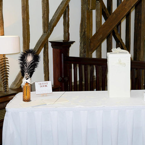 CROWN GUIDE Ostrich Feather Quill Ballpoint Pen - Wedding Guest Book Signing Reception Fancy Nikkah Pen