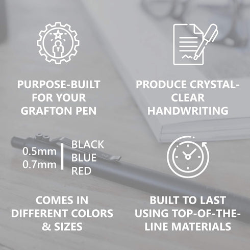 Everyman Grafton Premium Black Gel Pen Refills, Smooth Writing Metal Ink Cartridge, 3 Pack, 0.7mm Fine Tip