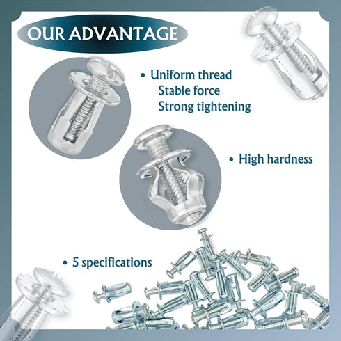 50 Pcs Petal Nuts, Expansion Screw Jack Nut, Carbon Steel Rustproof Corrosion-Resistant Rivet Nuts for Securing Plate