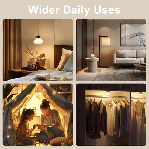 2 Pack Rechargeable Light Bulbs with Remote, E26/E12 Battery Operated, 2200mAh, Color Changing, Timer, Dimmer