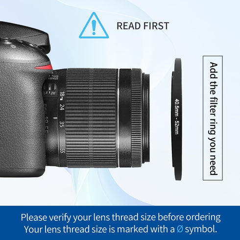 40.5-52mm 40.5mm 52mm 40.5mm 52mm 40.5-52mm Step-Up Ring Adapter, to Step Up Filter Ring for Lens Mount for DSLR Lenses