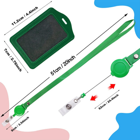 Tupalizy 10 Sets Leather ID Badge Holders for Women, Lanyard ID Card Holder with Retractable Badge Reels for Office