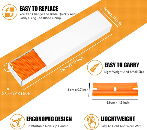 Honoson 300 Pieces Plastic Razor Blade Scraper Blades Plastic Scraper Tools Double Edge Razor Blades with a Tip Slot