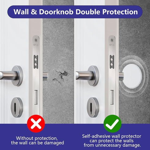 Wall Protector Round, 3 1/4 in, 10 Pack Doorknob Shield Guard with Self Adhesive Sticker, HOME MASTER HARDWARE