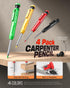 Nicpro 4 Pack Carpenter Pencils with Sharpener, Heavy Duty Mechanical Pencils with 52 Refills for Architects