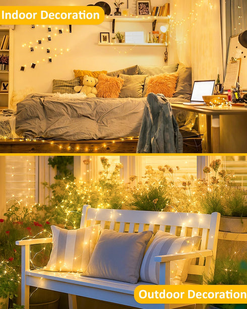 4 Pack 60 20FT LED Fairy Lights Battery Operated with Timer, Waterproof Twinkle Lights Indoor Outdoor, Cuttable String