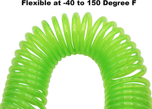 YOTOO Polyurethane Recoil Air Hose 1/4" Inner Diameter by 25' Long with Bend Restrictor, 1/4" Industrial Quick Coupler and Plug, Green by YOTOO