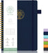 Large Graph Notebook Journal, A5 Medium, Spiral Bound Leather Hardcover Graph Notebook with Tabs and Pen.