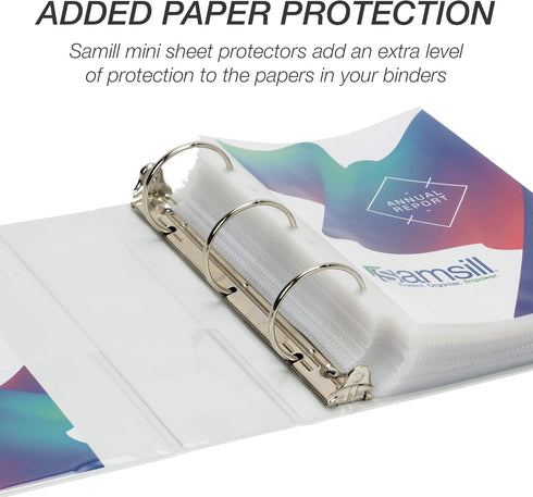 Samsill Economy 2 Inch Mini 3 Ring Binder, Round Ring Binder, Non-Stick Customizable Cover, White, USA Made
