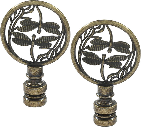 Zorfeter 2 PCS Double Dragonflies Lamp Finial, Antique Bronze Decorative Finial Antique Brass