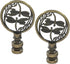 Zorfeter 2 PCS Double Dragonflies Lamp Finial, Antique Bronze Decorative Finial Antique Brass