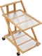 jyjoETPOF 2-Tier Bamboo Rolling Cart,Multipurpose Heavy Duty Cart,Multipurpose Storage Rack,Utility Cart,High Capacity Cart
