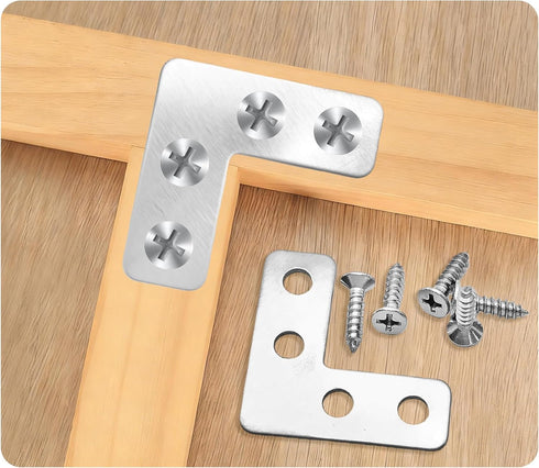 Runseaway 15Pcs 1.5"x1.5" L Shape Flat Corner Bracket, Stainless Steel Angle Plate, Heavy Duty Repair Brace with Screws