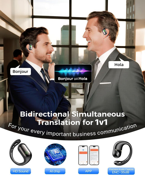 YYBCAN 144+ 5.4 AI Real-Time Translation Earbuds, Language Translator Earbuds Real Time - Audifonos Traductores Ingls