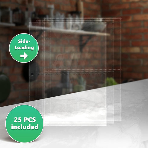 Recipe Card Sleeves Protectors, Half Letter 4x6 for 8.5x9.5 Binders, Pack of 25 Crystal Clear Covers