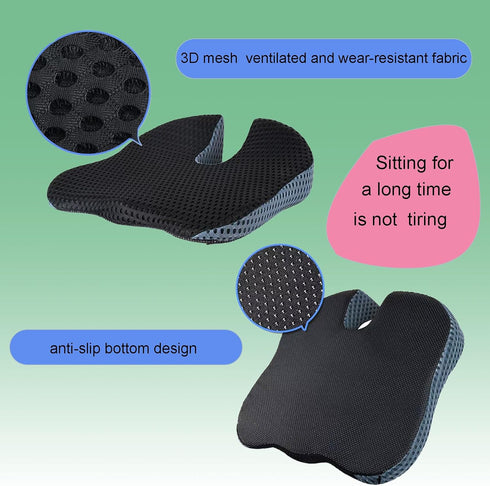 Generic 3D Chairs,Tailbone Ergonomic Memory Foam Seat Cushion mesh for Airflow and Non-Slip Seat Pillow for Car
