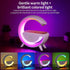 15W Table Lamp with Bluetooth Speaker, G Bedside Light with Wireless Charger, Atmosphere Lighting with Alarm Clock, RGB