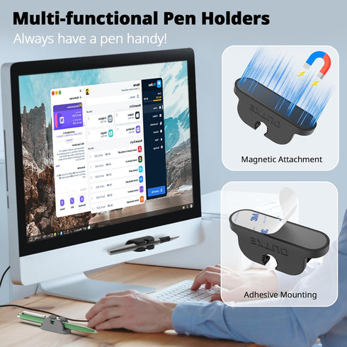 OUTXE 10-Pack Magnetic & Adhesive Pen Holder with Dual Slots, Easy Organize & Access for Desk, Wall, Refrigerator