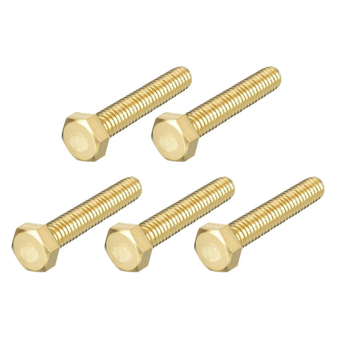 Hex Head Screw Bolt (5/16-18x1-3/4") 5Pcs, Brass Fully Threaded Solid Hex Bolts for Machinery Repair