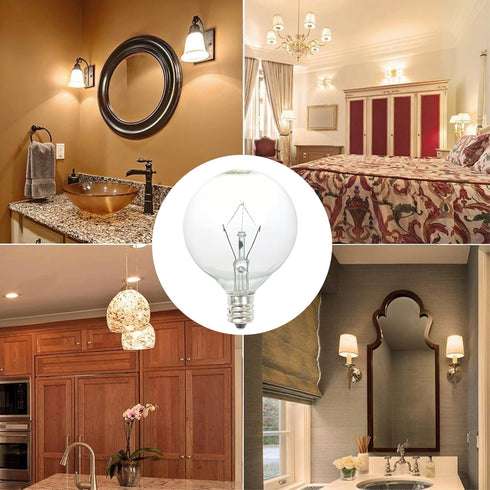 Snnalosses 40W Bulbs,Wax Bulbs,E12 120 Bulbs White,G50/120V,6 Packs Light Warmer Candelabra Base Volt Round Light
