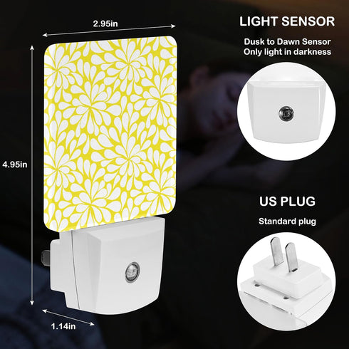Jahiona White,0.5W LED Night Light Lamp with Smart Sensor Dusk to Dawn Sensor,Floral with White Drop-Shaped Petals