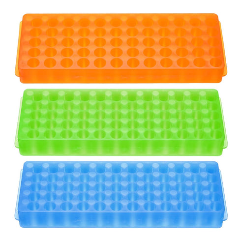 PATIKIL 60 Wells Tube Rack, 1 Set Double Panel Vial Rack for Microcentrifuge Tubes 0.2/0.5/1.5/2ml, Blue, Orange, Green