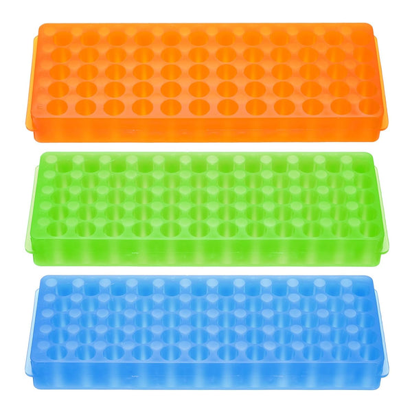 PATIKIL 60 Wells Tube Rack, 1 Set Double Panel Vial Rack for Microcentrifuge Tubes 0.2/0.5/1.5/2ml, Blue, Orange, Green