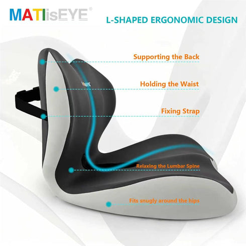 Orthopedic Memory Foam Seat Cushion with Adjustable Strap, Coccyx & Sciatica Pain Relief, Washable Non-Slip for Long