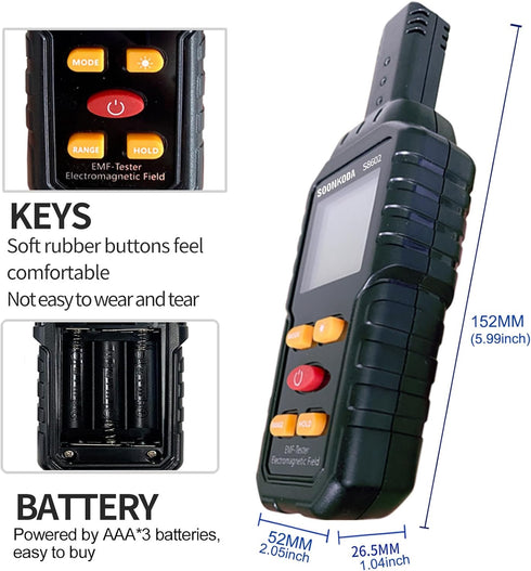 3 in 1 EMF Meter, Electromagnetic Field Radiation Detector, EMF Tester with Sound Light Alarm for Home