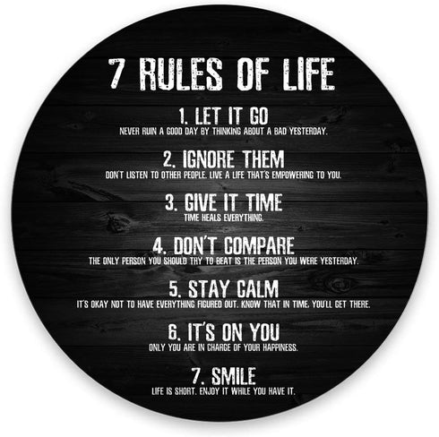 Custom 7 Rules of Life Motivational Quotes Round Mouse Pad, Inspirational Quote About Life, 7.9 x 7.9 x 0.12 Inch